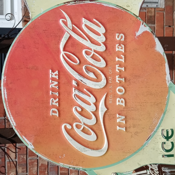 VINTAGE 1950'S METAL DOUBLE SIDED COCA COLA SIGN - Picture 4 of 8